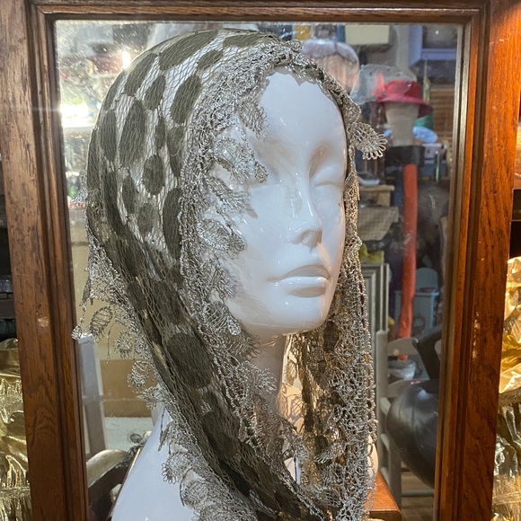 Accessories - Olive Green Lace Trim Scarf 66 x 10 to 2 inch